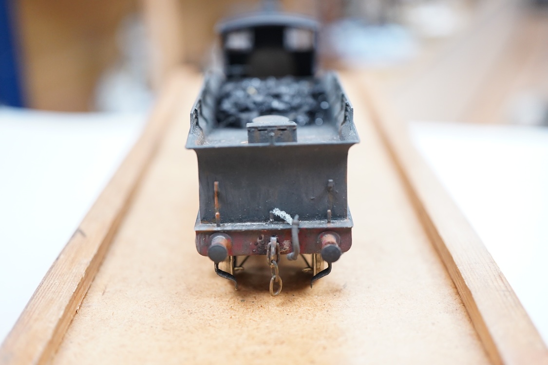 An EM gauge scratch built model railway locomotive by John Worsley, a Southern Railway Adams Class 415 0-6-0, 3155, a detailed model with opening smoke box door showing the details of the blast pipe and boiler tube ends,